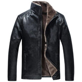 Winter Classic Black Biker Genuine Sheepskin Leather Jacket For Men